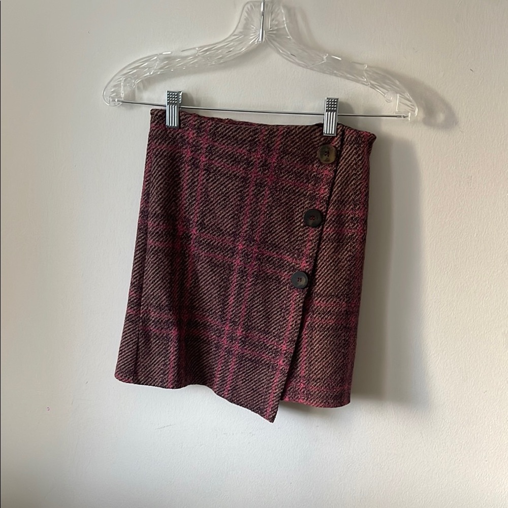 Mango Plaid Mini Skirt